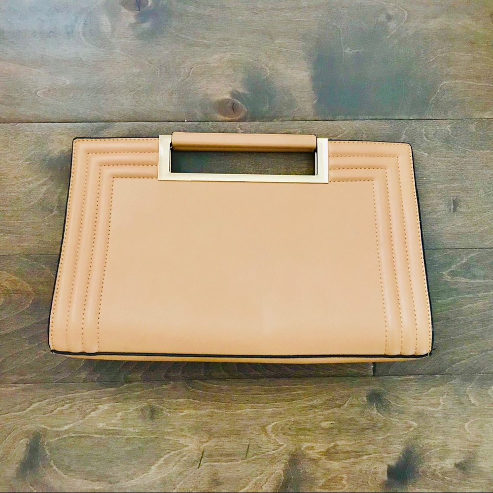 Tan Clutch w Gold Accents
